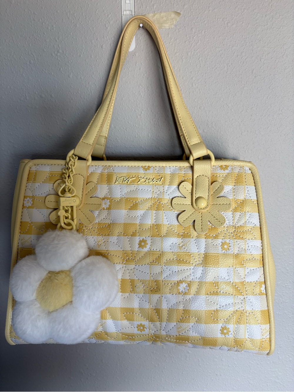 Betsey Johnson Yellow Floral Quilted Tote Bag